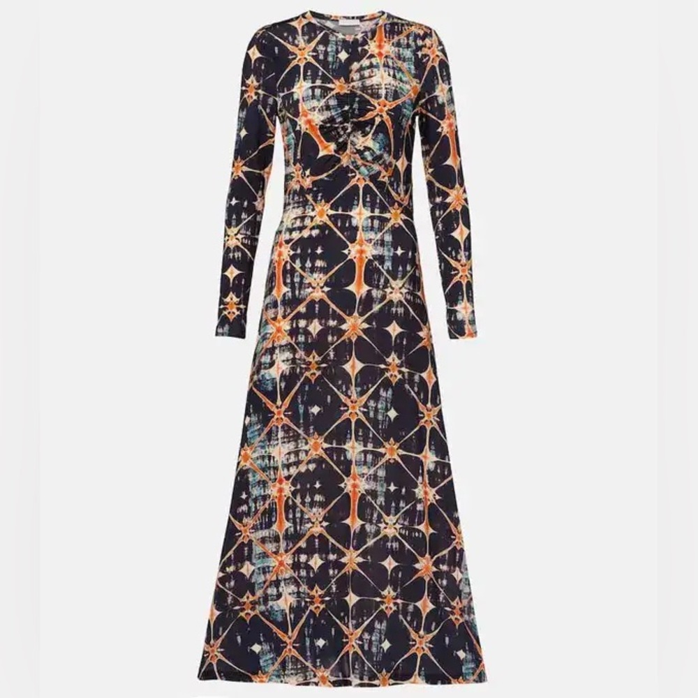 Ulla Johnson Naia Ruched Printed Jersey Midi Dress - Picture 2 of 7